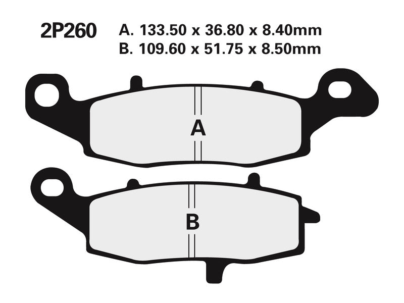 NISSIN Street Semi-Metallic Brake pads - 2P-260NS 2P-260NS 