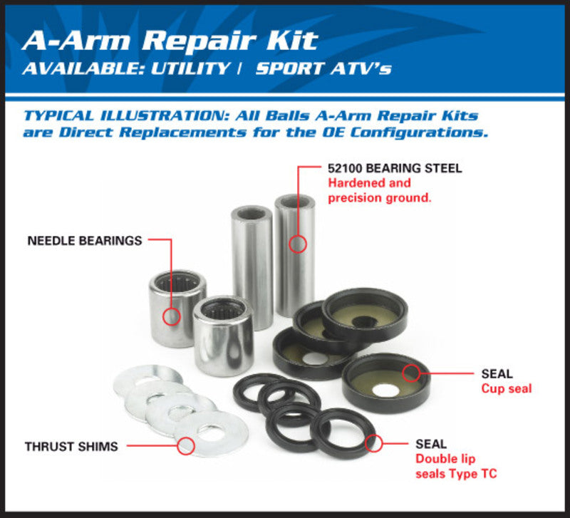 All Balls Kit de recondicionamento de braço A Upper Polaris Ranger 50-1118