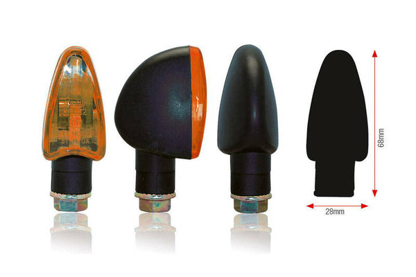 Bihr Triângulo Blinkers - preto com lente laranja | Universal 001-1 (par)