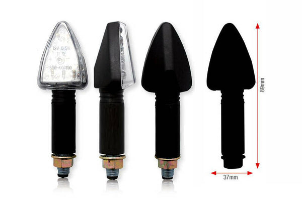 BIHR TRI LED BLINKERS LONG - BLACK/TRANSPARENTE | Universal 007-2 (pares)