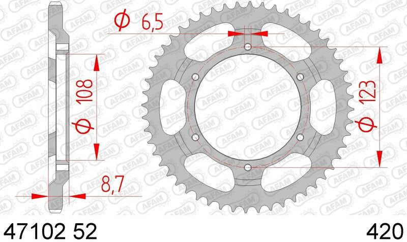 Sprock traseiro padrão de aço Afam 47102 - 420