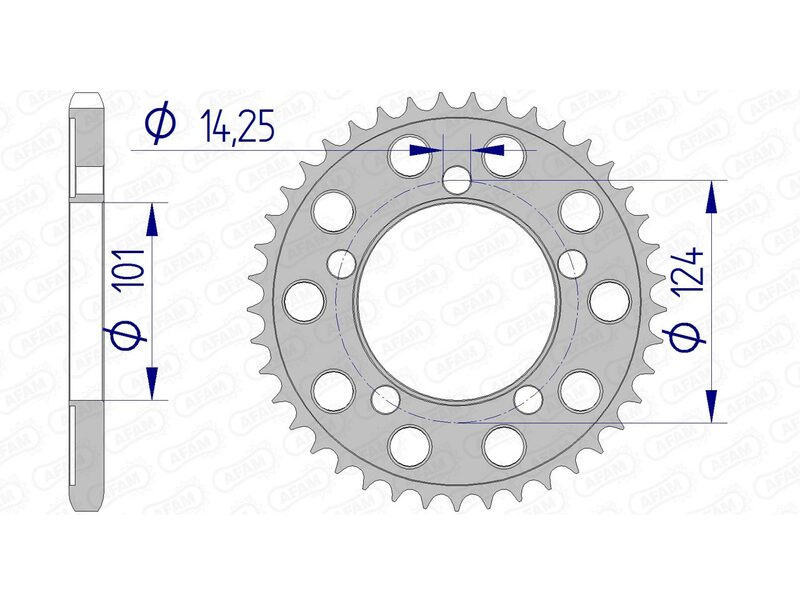 AFAM alumínio traseiro Sprocket 72801 - 525