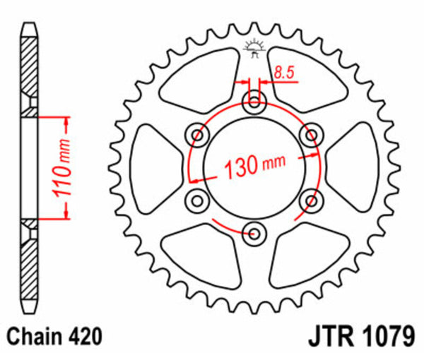 JT Sprock's Steel Standard Rear Sprock 1079 - 420 JTR1079.62
