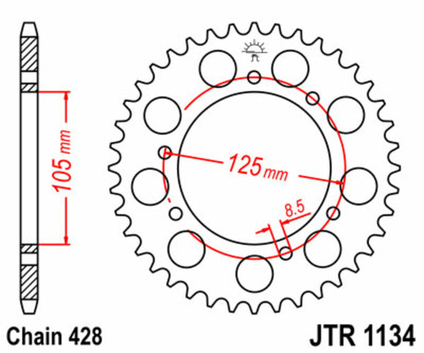 JT Sprock's Aço Sprock traseiro padrão 1134 - 428 JTR1134.48