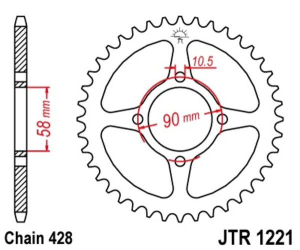 JT Sprock's Aço Sprock traseiro 1221 - 428 JTR1221.44