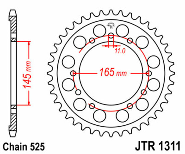 JT Sprock's Aço Sprock traseiro padrão 1311 - 525 JTR1311.44