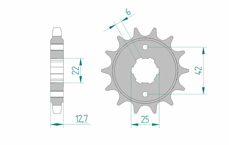 AFAM Steel Standard Front Sprocket 20502 - 530 med teknisk ritning och måttspecifikationer. Passar Honda CB 550 och CB 750 modeller från 1972-1977.