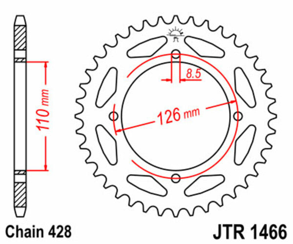 JT Sprock's Aço padrão traseiro Sprock 1466 - 428 JTR1466.47