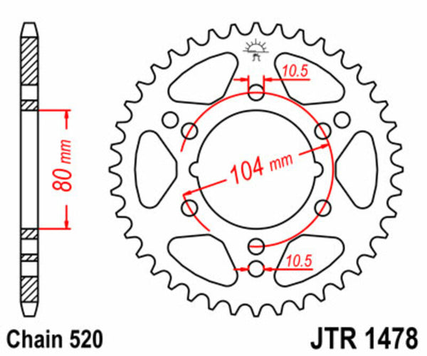 JT Sprock's Steel Standard Rear Sprock 1478 - 520 JTR1478.42
