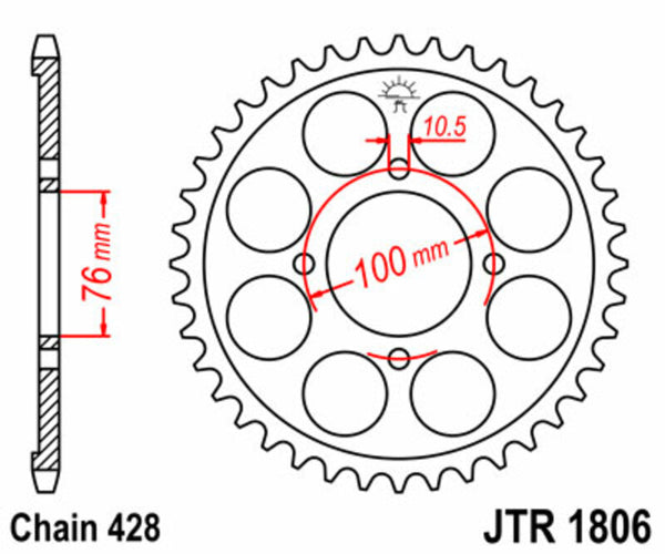 JT Sprock's Steel Standard Rear Sprock 1806 - 428 JTR1806.47