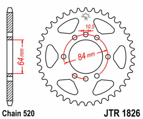 JT Sprock's Aço Sprock traseiro padrão 1826 - 520 JTR1826.37