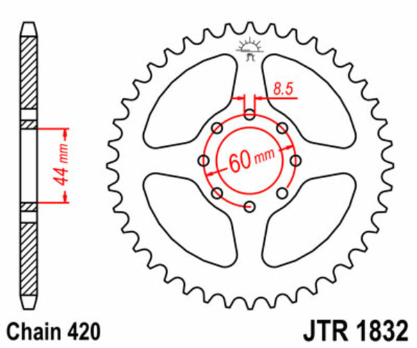 JT Sprock's Steel Standard Reach Sprock 1832 - 420 JTR1832.52