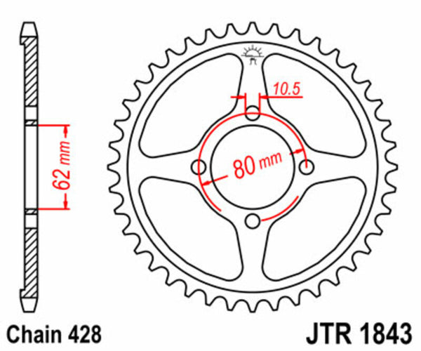 JT Sprock's Aço Sprock traseiro padrão 1843 - 428 JTR1843.54