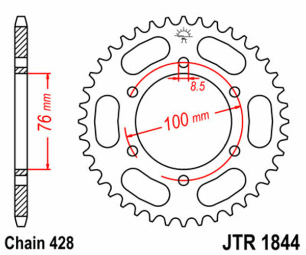 JT Sprock's Steel Standard Rear Sprock 1844 - 428 JTR1844.52