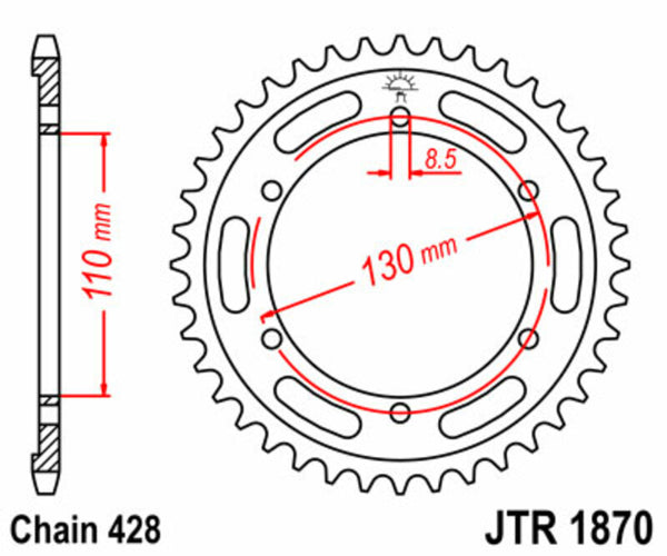 JT Sprock's Steel Standard Rear Sprock 1870 - 428 JTR1870.44