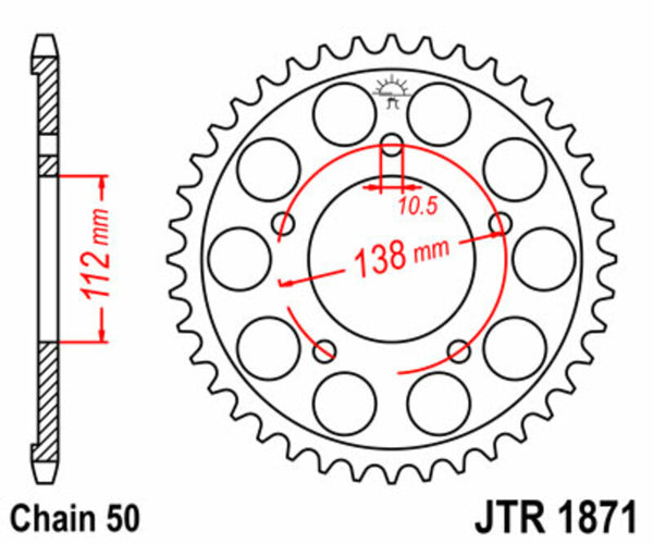 JT Sprock's Aço Sprock traseiro padrão 1871 - 530 JTR1871.48