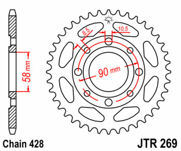 JT Sprock's Steel Standard Rear Sprock 269 - 428 JTR269.43