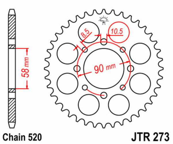 JT Sprock's Steel Standard Rear Sprock 273 - 520 JTR273.39