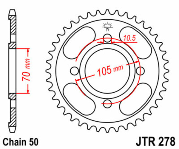 JT Sprock's Steel Standard Rear Sprock 278 - 530 JTR278.38