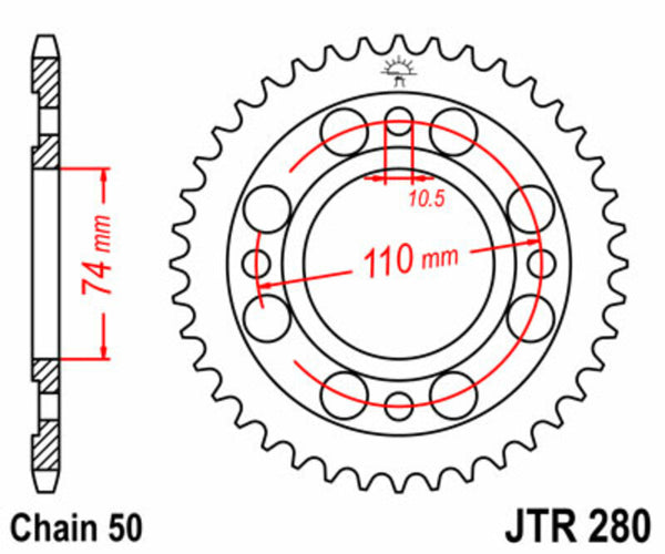 JT Sprock Sprock Sprock traseiro 280 - 530 JTR280.33