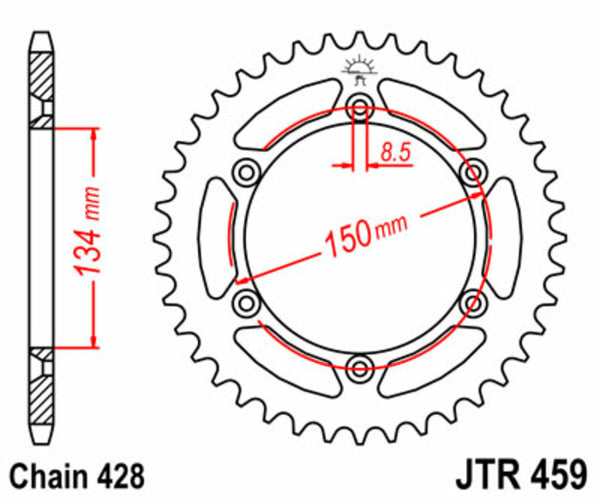JT Sprock's Aço Sprock traseiro padrão 459 - 428 JTR459.52