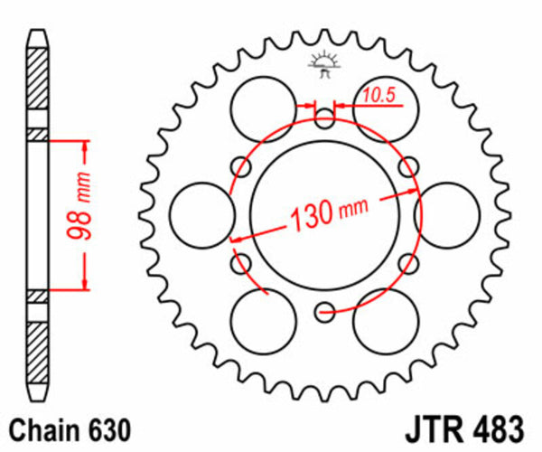JT Sprock Sprock padrão traseiro padrão 483 - 630 JTR483.35
