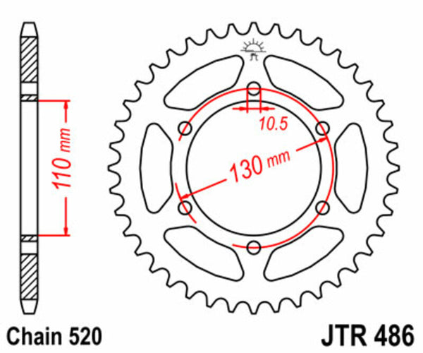 JT Sprock's Steel Standard Rear Sprock 486 - 520 JTR486.45