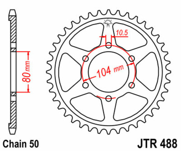 JT Sprock's Aço Sprock traseiro padrão 488 - 530 JTR488.46