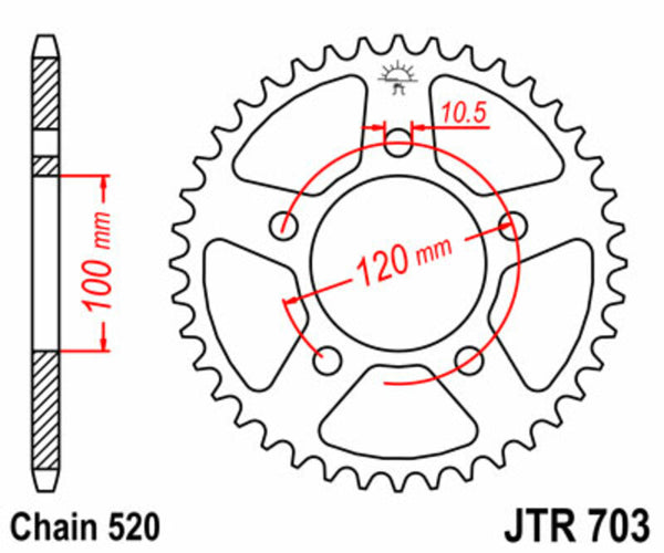 JT Sprock Sprock Sprock traseiro 703 - 520 JTR703.44