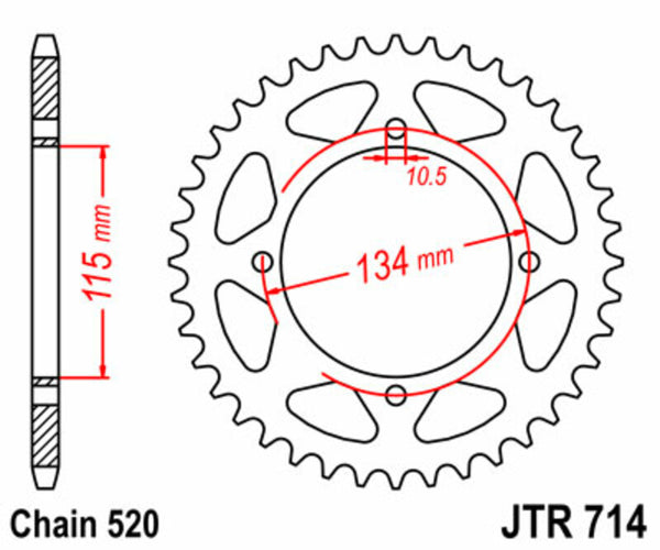 JT Sprock's Aço Sprock traseiro padrão 714 - 520 JTR714.50