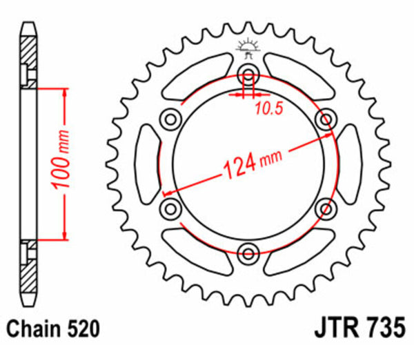 JT Sprock's Steel Standard Rear Sprock 735 - 520 JTR735.36