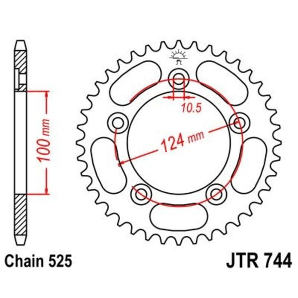 JT Sprock's Steel Standard Rear Sprock 744 - 525 JTR744.38