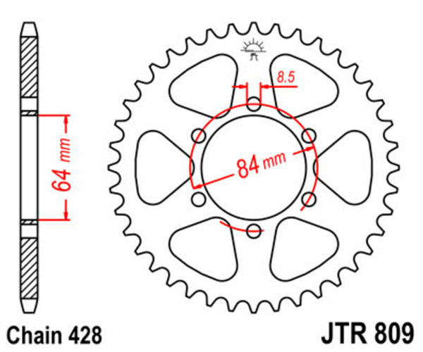 JT Sprock's Aço Sprock traseiro padrão 809 - 428 JTR809.47