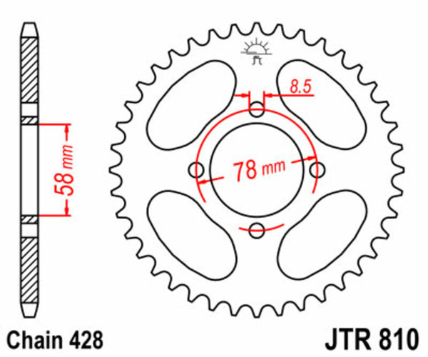 JT Sprock's Aço Sprock traseiro padrão 810 - 428 JTR810.41