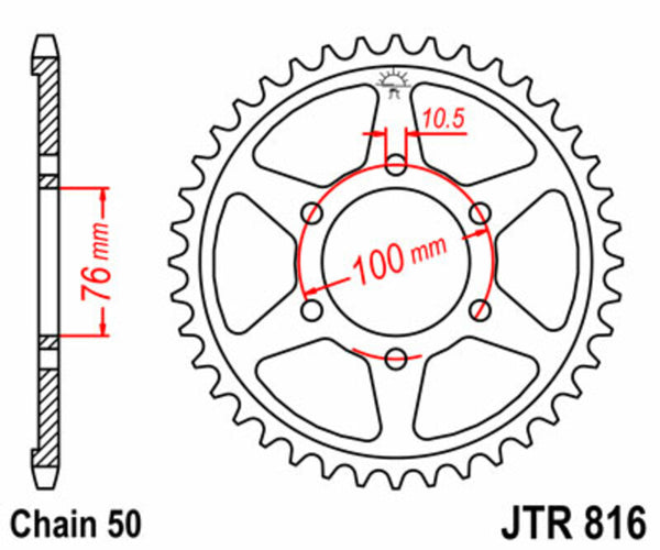 JT Sprock's Steel Standard Rear Sprock 816 - 530 JTR816.44