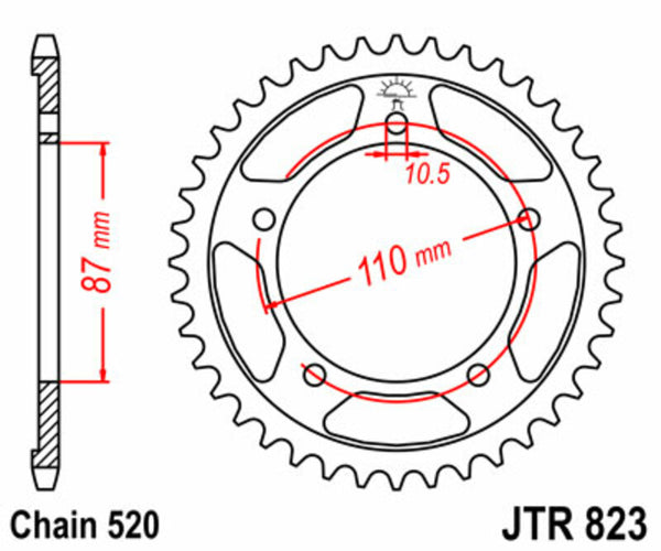 JT Sprock Sprock padrão traseiro padrão 823 - 520 JTR823.39