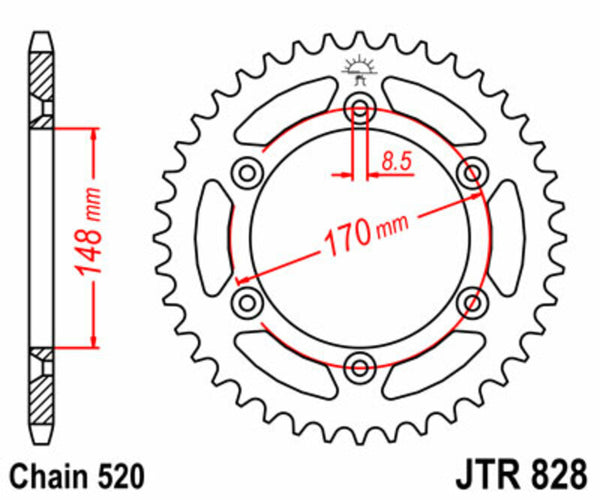 JT Sprock's Steel Standard Rear Sprock 828 - 520 JTR828.48