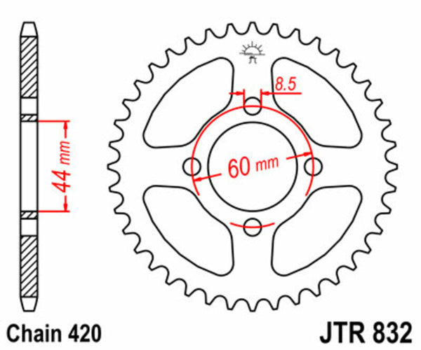 JT Sprock's Steel Standard Rear Sprock 832 - 420 JTR832.39