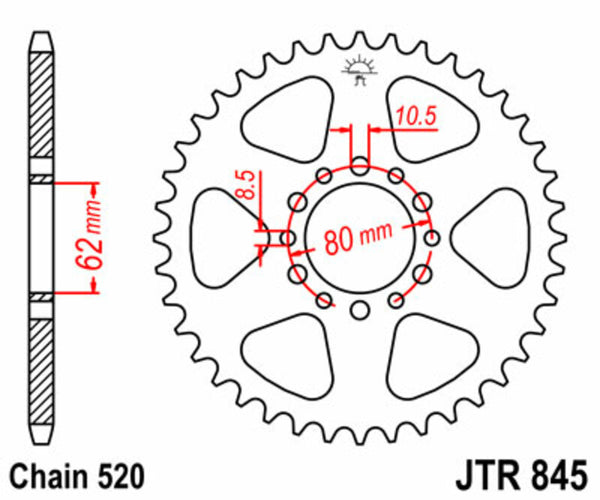 JT Sprock Sprock Sprock traseiro 845 - 520 JTR845.45