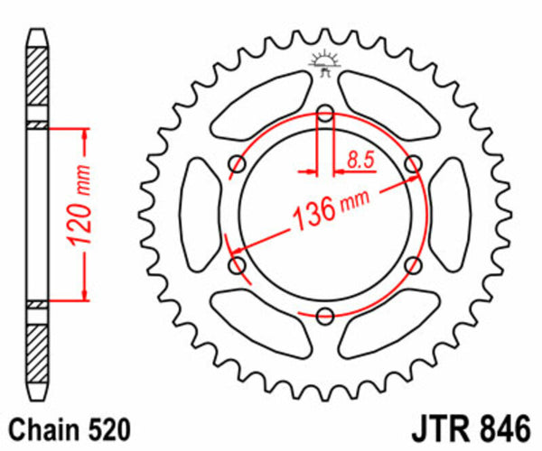 JT Sprock's Aço Sprock traseiro padrão 846 - 520 JTR846.41