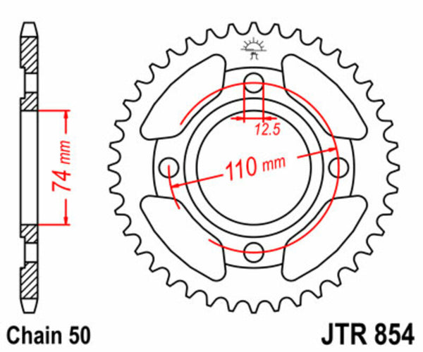 JT Sprock's Steel Standard Rear Sprock 854 - 530 JTR854.36