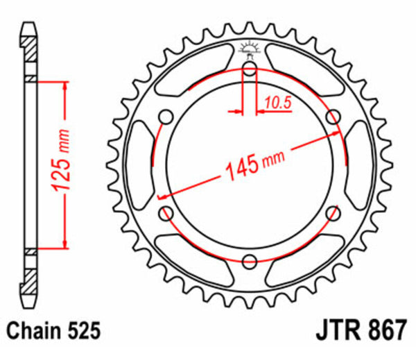 JT Sprock's Aço padrão traseiro Sprock 867 - 525 JTR867.42