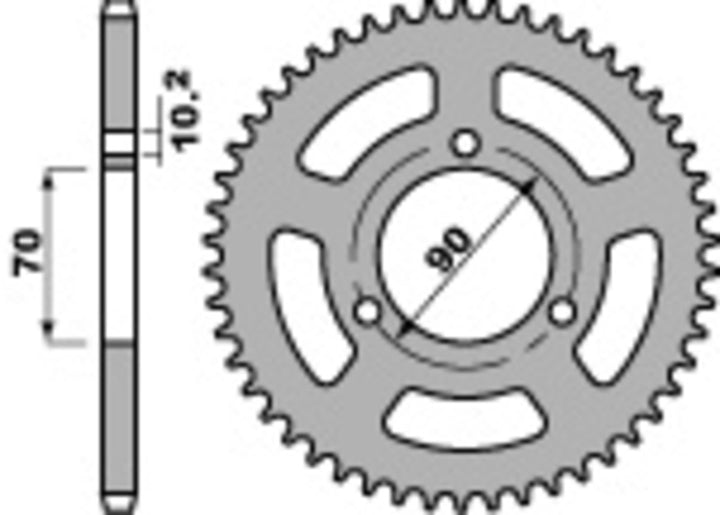 PBR Standard Steel Rear Sprocket 239 - 420 239 45 F med 45 tänder, 90 mm bultcirkel och 70 mm navhål, reservdel för motorcykelchassi.