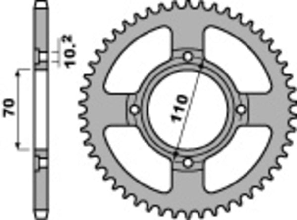 PBR Standard C45 Steel rear Sprocket 248 - 520 248 44 C45