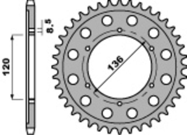 Sprock traseiro de aço padrão C45 da PBR 4324 - 428 4324 57 C45