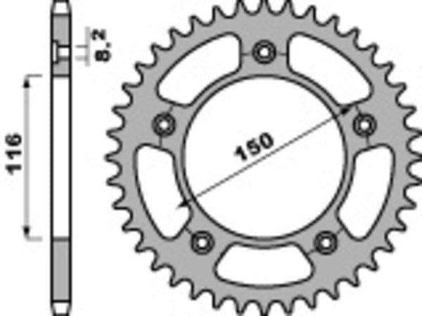 Sprock traseiro de aço padrão C45 da PBR 4329 - 520 4329 42 C45