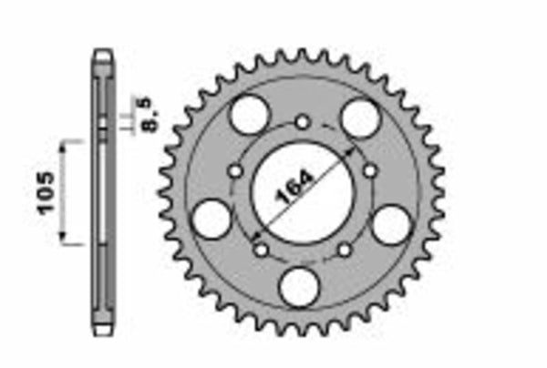Sprock traseiro de aço padrão C45 da PBR 4557 - 525 4557 48 C45