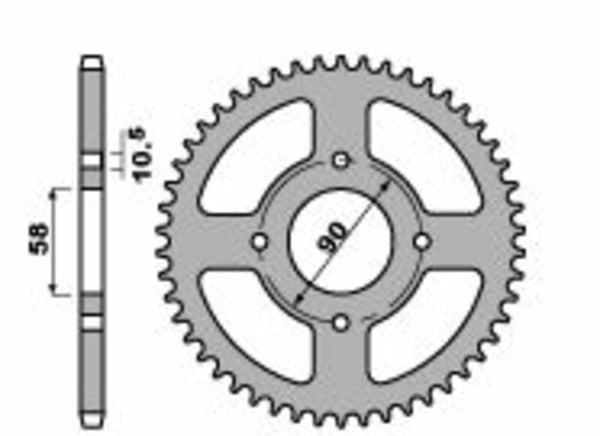 Sprock traseiro de aço padrão C45 da PBR 4668 - 520 4668 45 C45