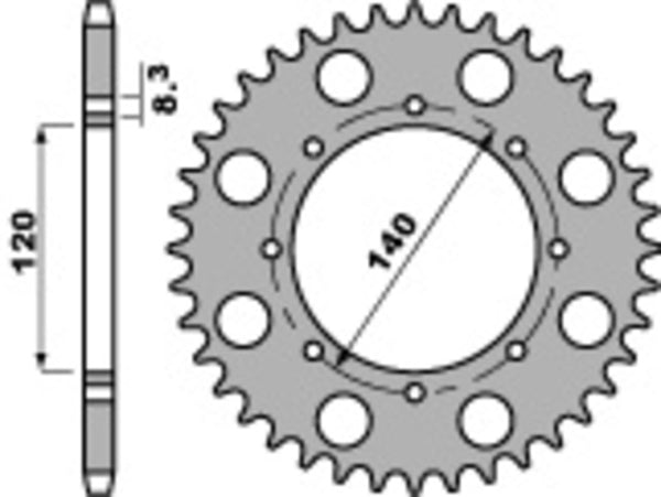 Sprock traseiro de aço padrão C45 da PBR 491 - 520 491 43 C45