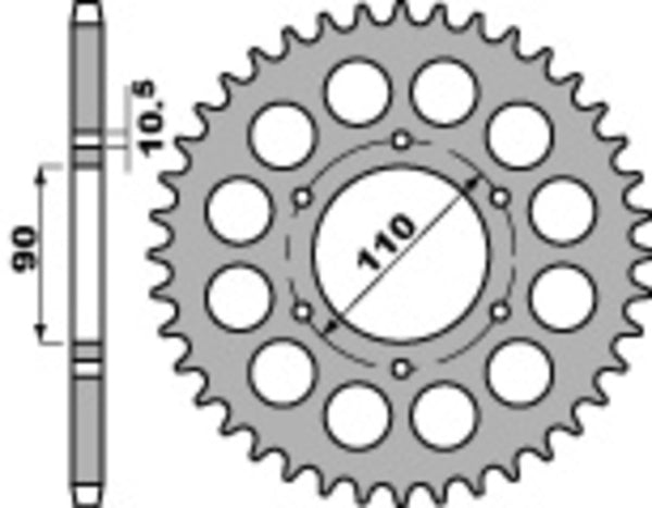 Sprock traseiro de aço padrão C45 PBR 850 - 530 850 33 C45